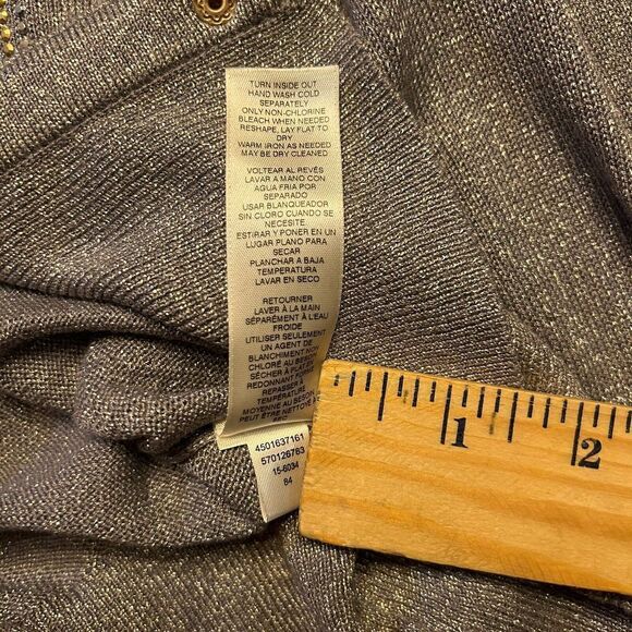 WHBM Sparkly Gray Cardigan Gold Silver Size Medium - Picture 12 of 13